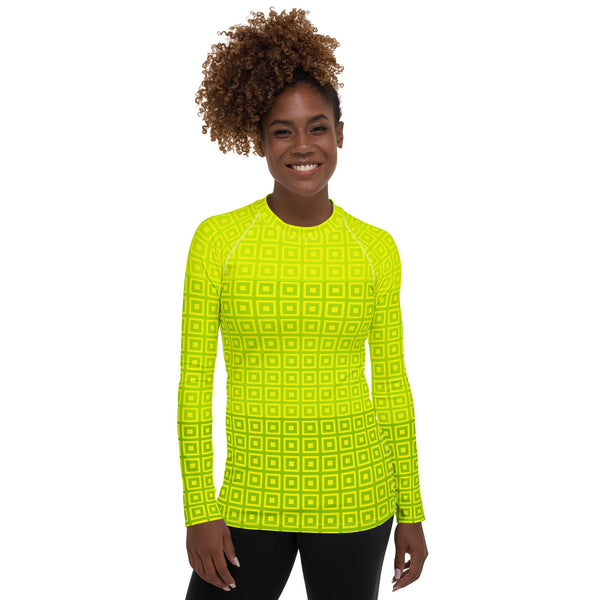 Lime-Green Matrix Women's Rash Guard - Objet D'Art