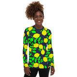 Lemon Print Women's Rash Guard - Objet D'Art