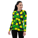 Lemon Print Women's Rash Guard - Objet D'Art
