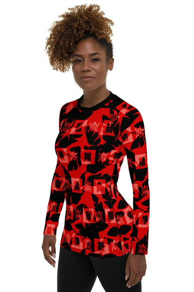 Adinkra Red Women's Rash Guard - Objet D'Art