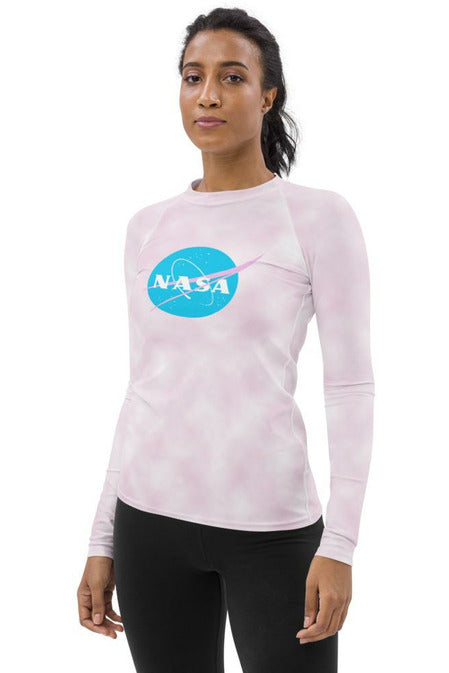 Pastel Pink NASA Meatball Women's Rash Guard - Objet D'Art