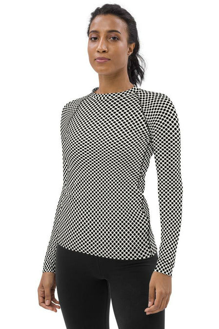 Micro Polkadots Women's Rash Guard - Objet D'Art