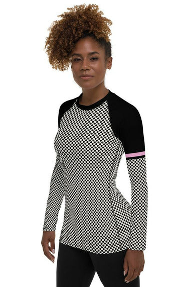 Polkadot Pink Women's Rash Guard - Objet D'Art