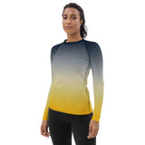 Blue & Gold Ombre Women's Rash Guard - Objet D'Art