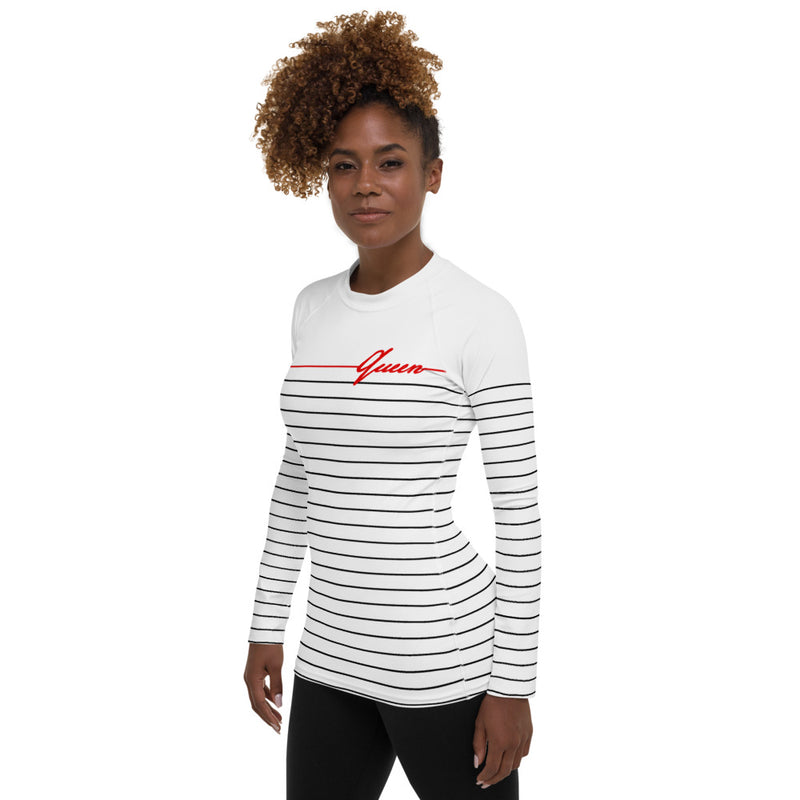 Queen Striped Women's Rash Guard - Objet D'Art