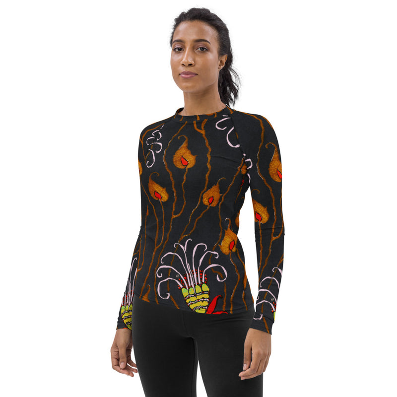 Art Deco Flowers Women's Rash Guard - Objet D'Art