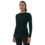 Storm Green Striped Women's Rash Guard - Objet D'Art