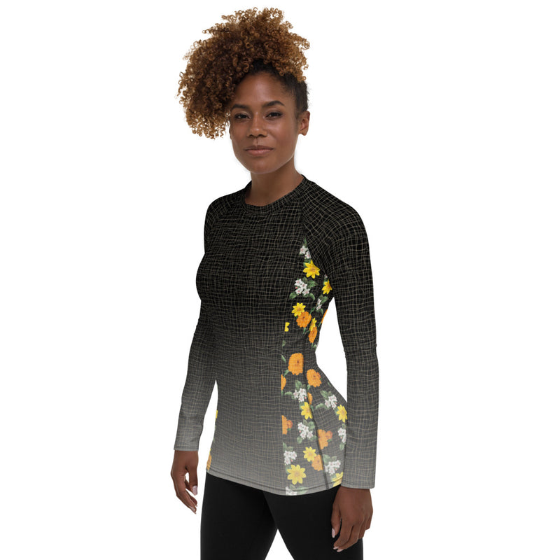 Floral Mesh Women's Rash Guard - Objet D'Art