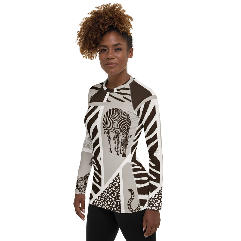 Animal Print Women's Rash Guard - Objet D'Art