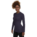 S Pattern Striped Print Women's Rash Guard - Objet D'Art