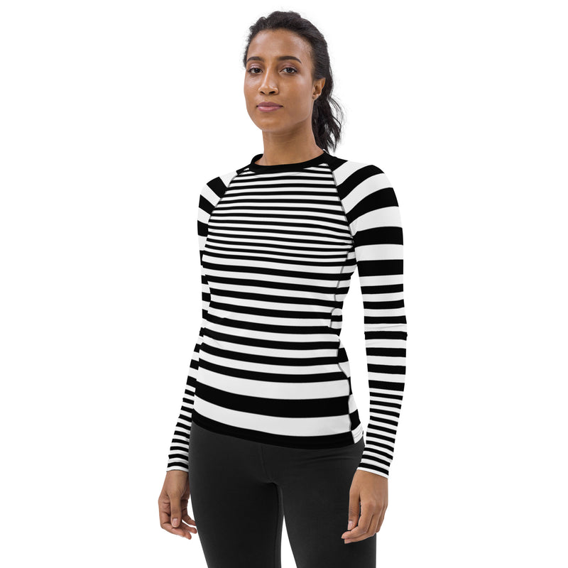 Striped Women's Rash Guard - Objet D'Art