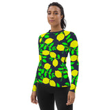 Lemon Print Women's Rash Guard - Objet D'Art