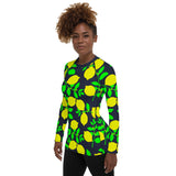 Lemon Print Women's Rash Guard - Objet D'Art