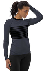 Striped Women's Rash Guard - Objet D'Art