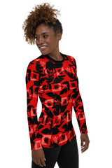 Adinkra Red Women's Rash Guard - Objet D'Art