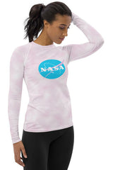 Pastel Pink NASA Meatball Women's Rash Guard - Objet D'Art