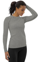 Micro Polkadots Women's Rash Guard - Objet D'Art