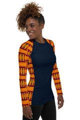 Kente Cloth Accented Women's Rash Guard - Objet D'Art