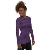 Posh Plum Herringbone Women's Rash Guard - Objet D'Art