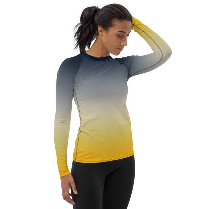 Blue & Gold Ombre Women's Rash Guard - Objet D'Art