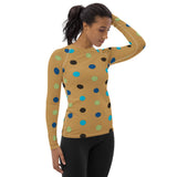 Earth Tone Polka Dots Women's Rash Guard - Objet D'Art