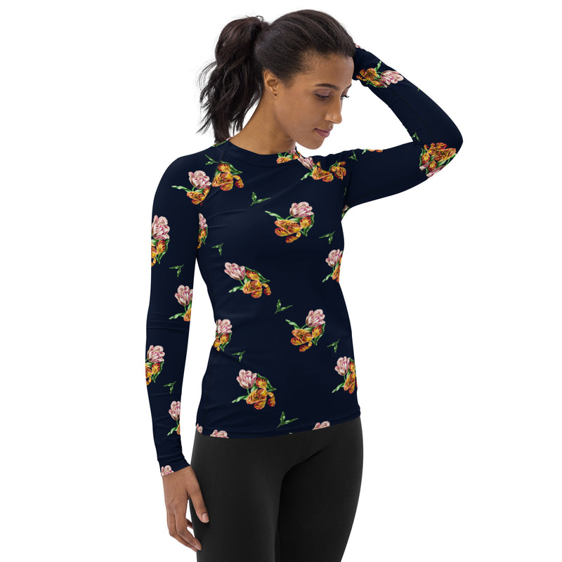 Floral Women's Rash Guard - Objet D'Art