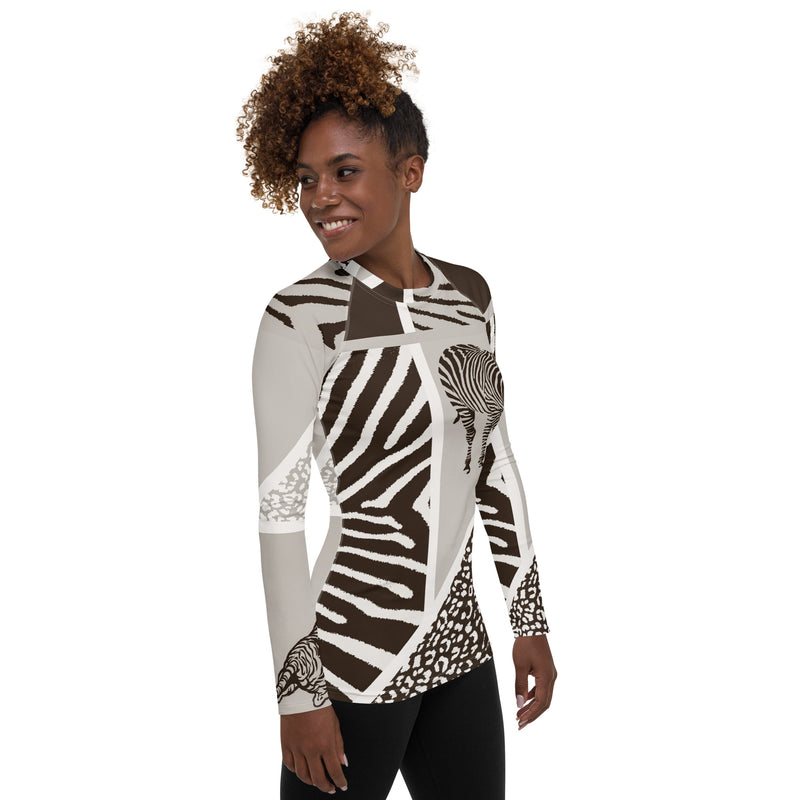 Animal Print Women's Rash Guard - Objet D'Art