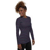 S Pattern Striped Print Women's Rash Guard - Objet D'Art