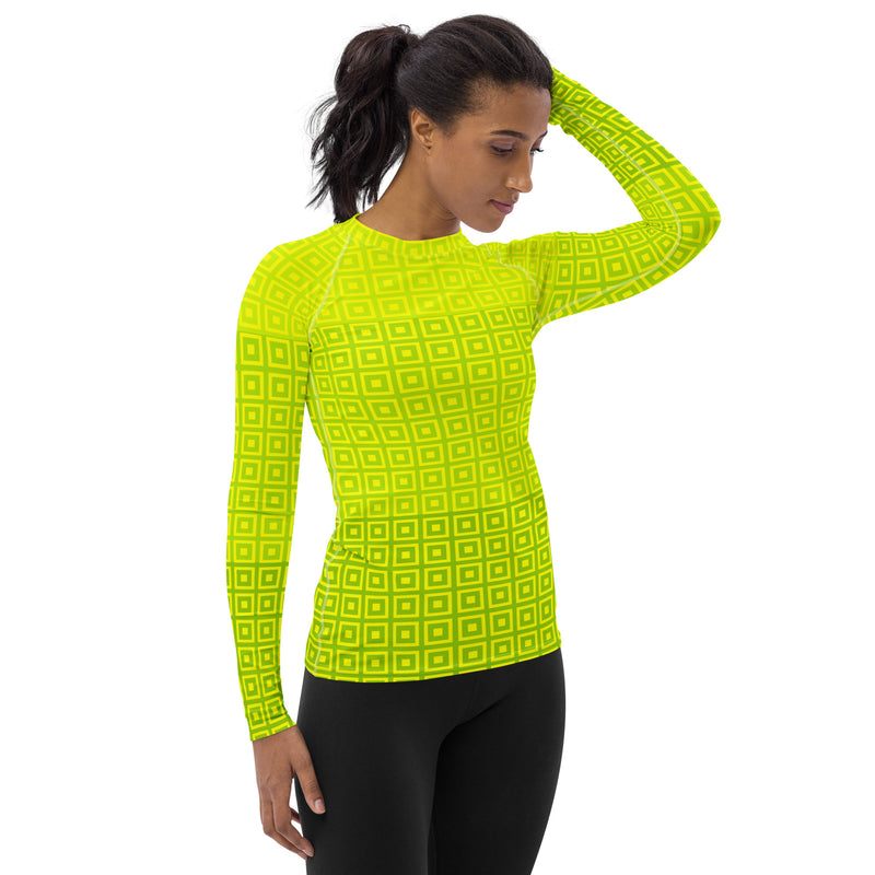 Lime-Green Matrix Women's Rash Guard - Objet D'Art