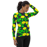 Lemon Print Women's Rash Guard - Objet D'Art