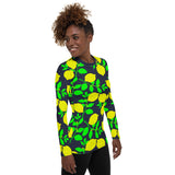 Lemon Print Women's Rash Guard - Objet D'Art