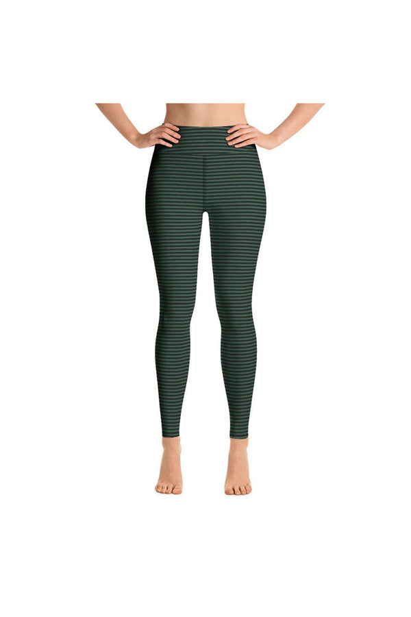 Green and Black Striped Yoga Leggings - Objet D'Art