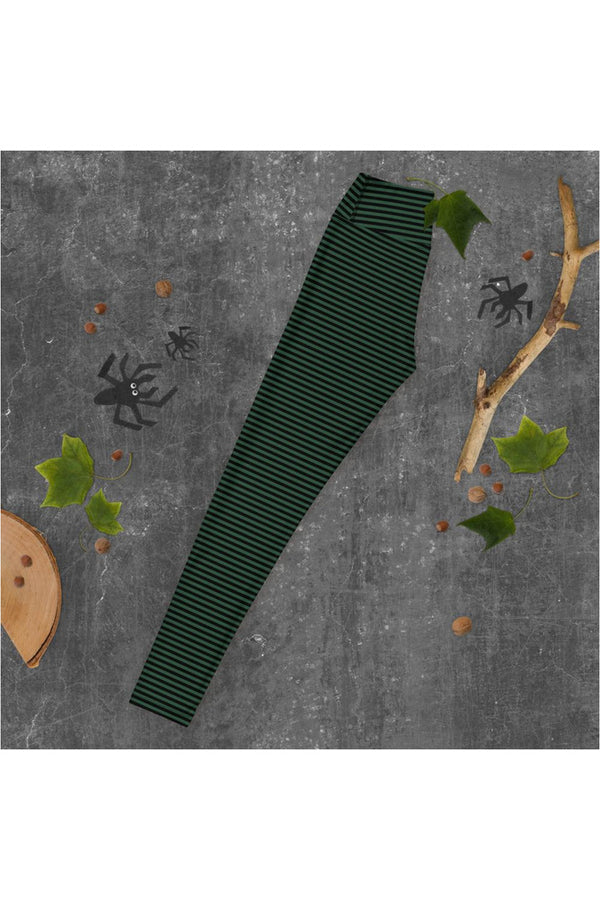 Green and Black Striped Yoga Leggings - Objet D'Art