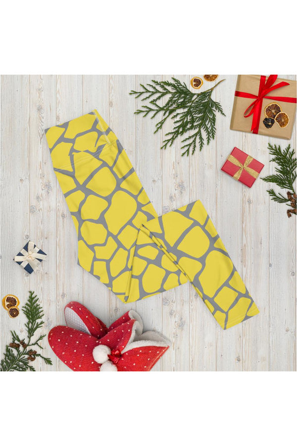 Yellow and Gray Giraffe Yoga Leggings - Objet D'Art