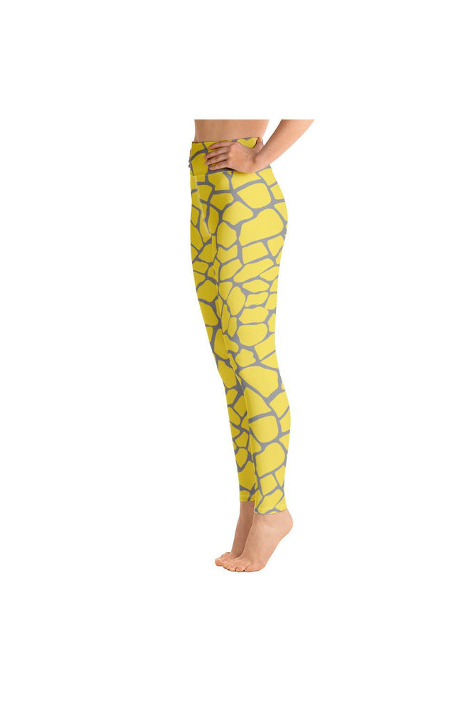 Yellow and Gray Giraffe Yoga Leggings - Objet D'Art