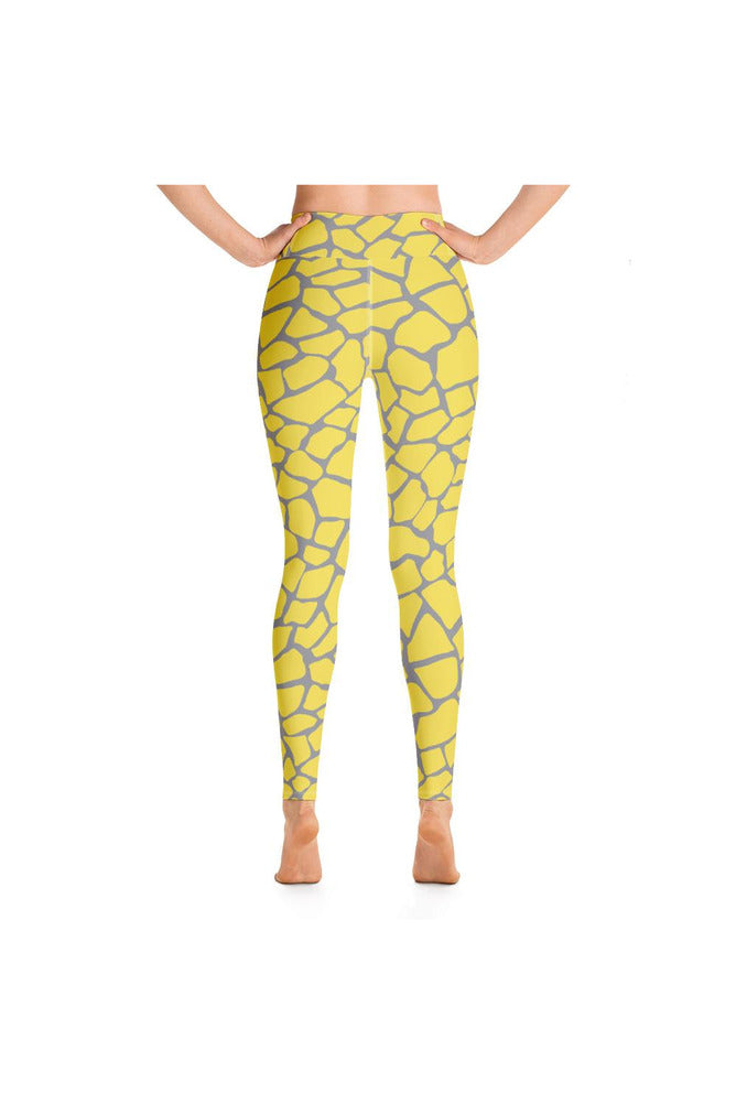 Yellow and Gray Giraffe Yoga Leggings - Objet D'Art