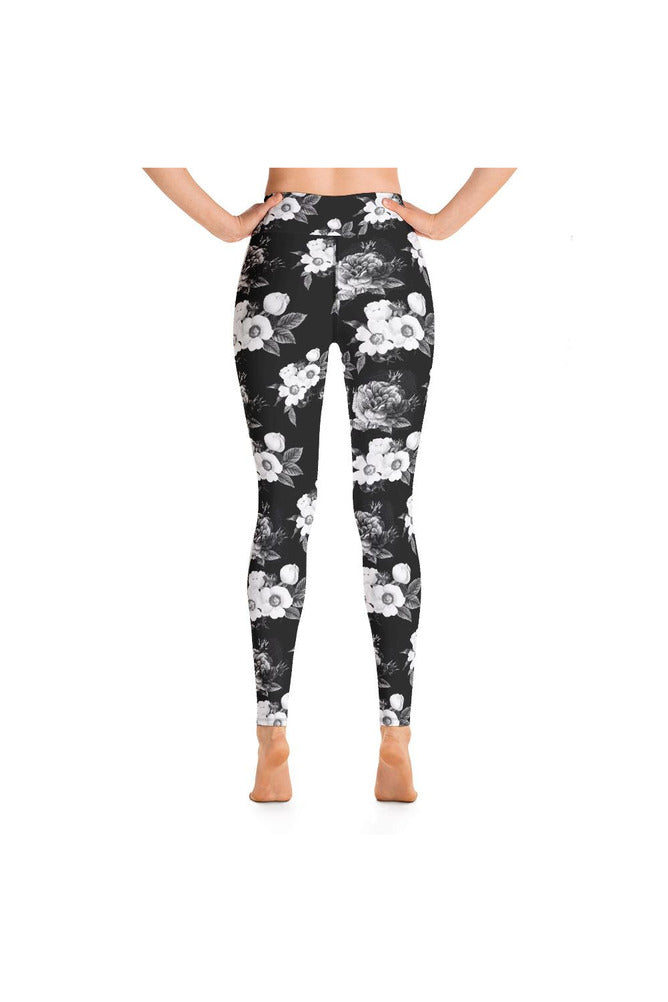 Dark Floral Print Yoga Leggings - Objet D'Art