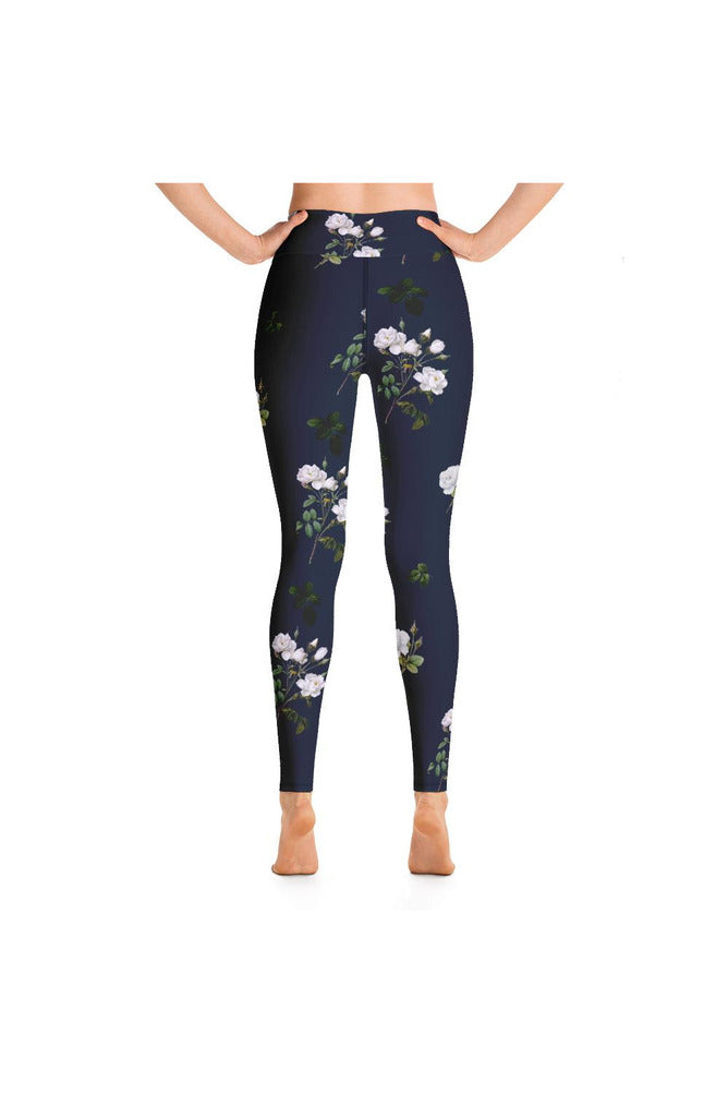 White Floral Yoga Leggings - Objet D'Art