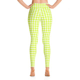 Lime Green Gingham Yoga Leggings - Objet D'Art