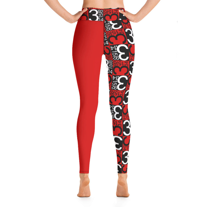 Two Tone Numeric Pi Print Yoga Leggings - Objet D'Art