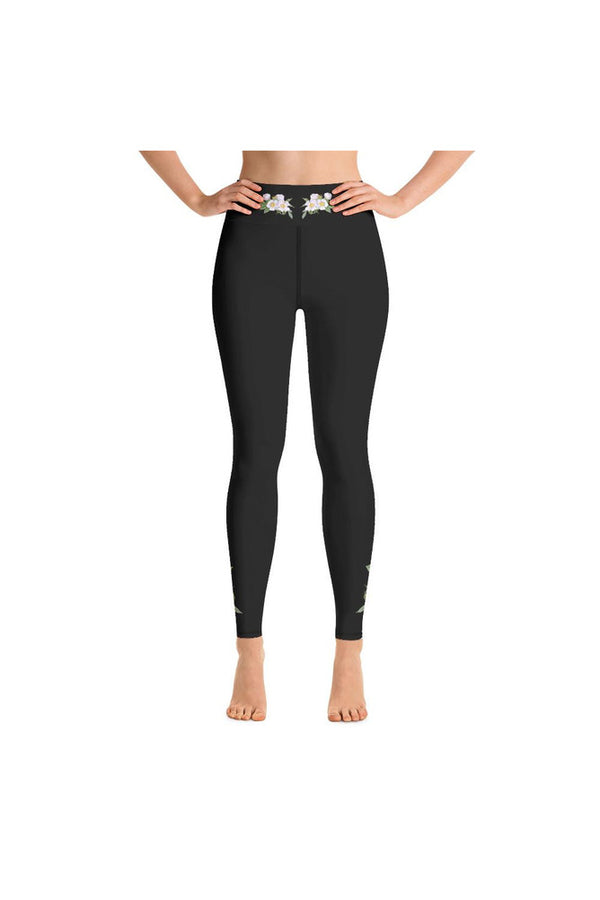 White Floral Yoga Leggings - Objet D'Art