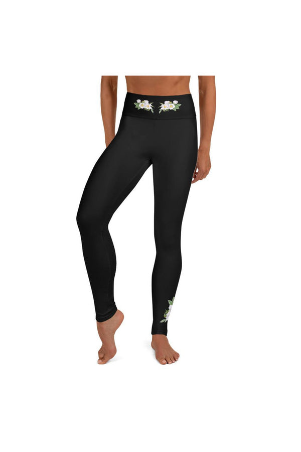White Floral Yoga Leggings - Objet D'Art