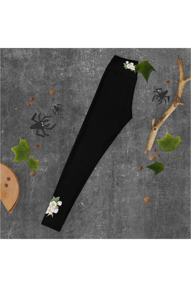 White Floral Yoga Leggings - Objet D'Art