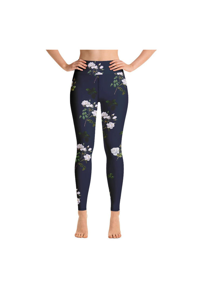White Floral Yoga Leggings - Objet D'Art