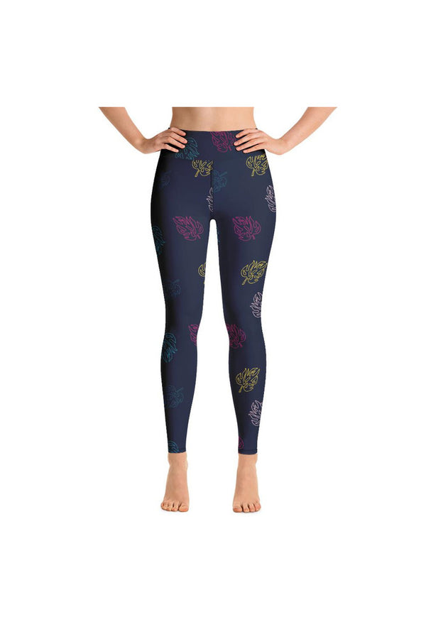 Colorful Leaves Yoga Leggings - Objet D'Art