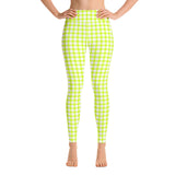 Lime Green Gingham Yoga Leggings - Objet D'Art