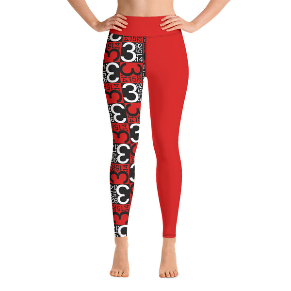 Two Tone Numeric Pi Print Yoga Leggings - Objet D'Art