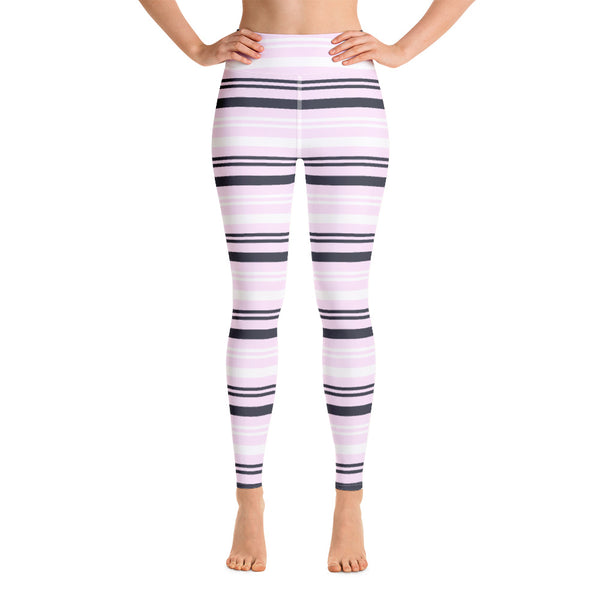 Pink Striped Yoga Leggings - Objet D'Art