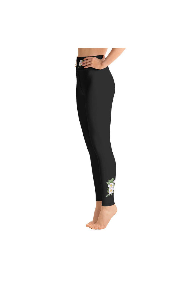 White Floral Yoga Leggings - Objet D'Art