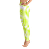 Lime Green Gingham Yoga Leggings - Objet D'Art